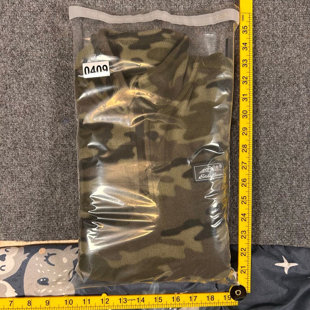 Eddie Bauer Camo Fleece Boys L 14/16 Green Brown100% Polyester Camouflage Jacket - Picture 9 of 9